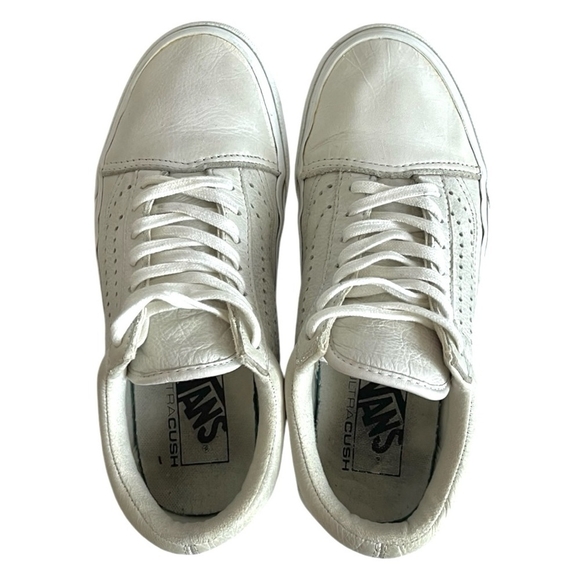 VANS Old Skool Reissue White Leather Sneakers Sport Skateboarding Sneakers Shoes - Picture 3 of 8